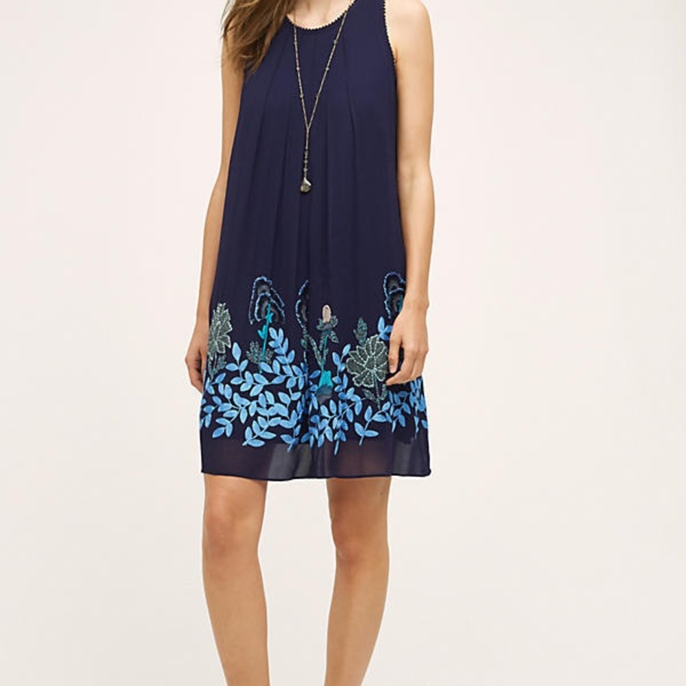 Anthropologie Not So Serious Pallavi Mohan Sleeveless Woodvine Swing Dress